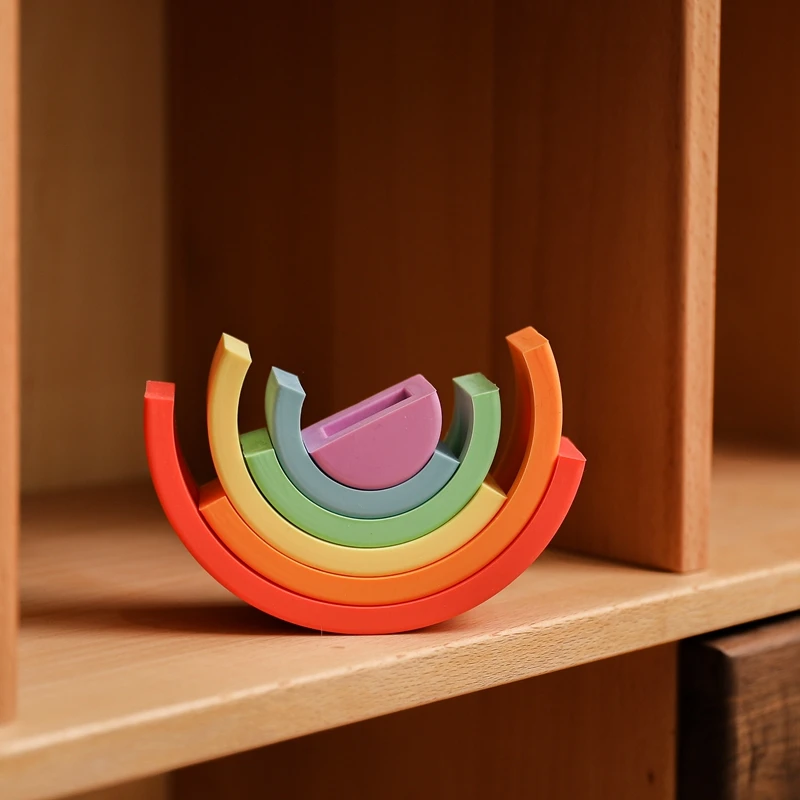 

Mamibaby KAMONI Rainbow Baby Stacking Toys Education Block Cute Montessori Creative Blocks BPA Free Food Grade Silicone Toy