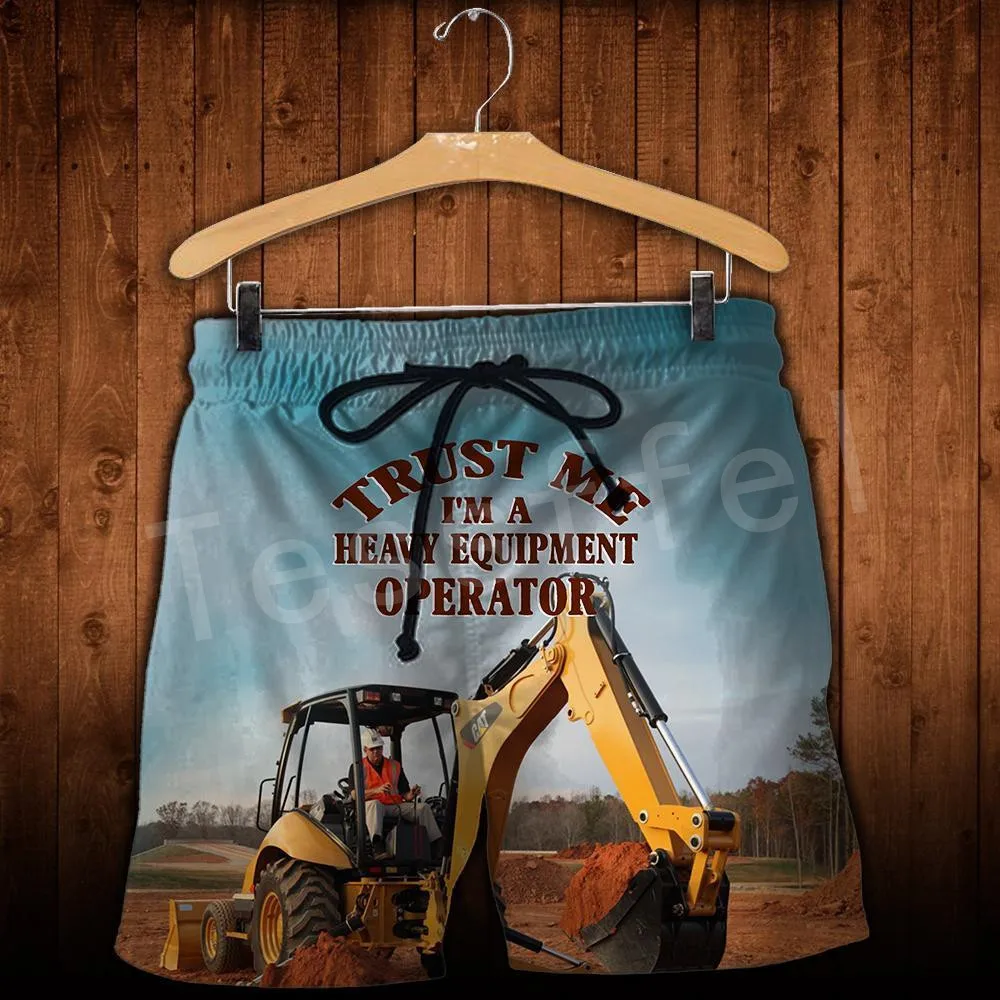

Tessffel Excavator Heavy Equipment Operator Worker Driver Harajuku 3DPrint Men/Women funny Casual Beach Shorts Short Pants D-2