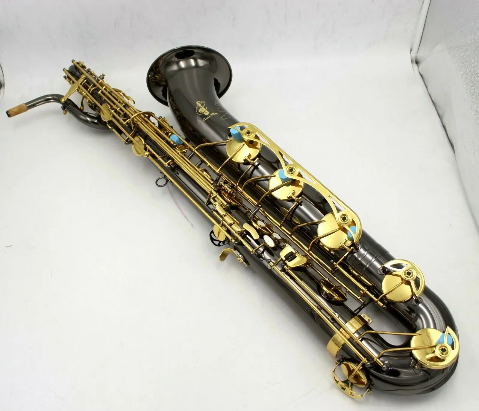 Goedkoop Muziek Zwart Nikkel Bariton Saxofoon Met Vergulde Sleutels Hard Case