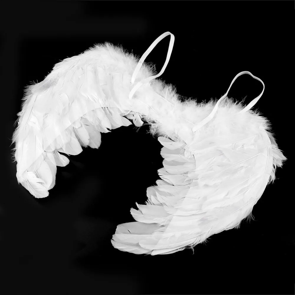 

45x35cm Fairy Angel Wings White Feather for Baby Girls Fancy Dress Costume Halloween Party Event Supplies Fashion Dresses