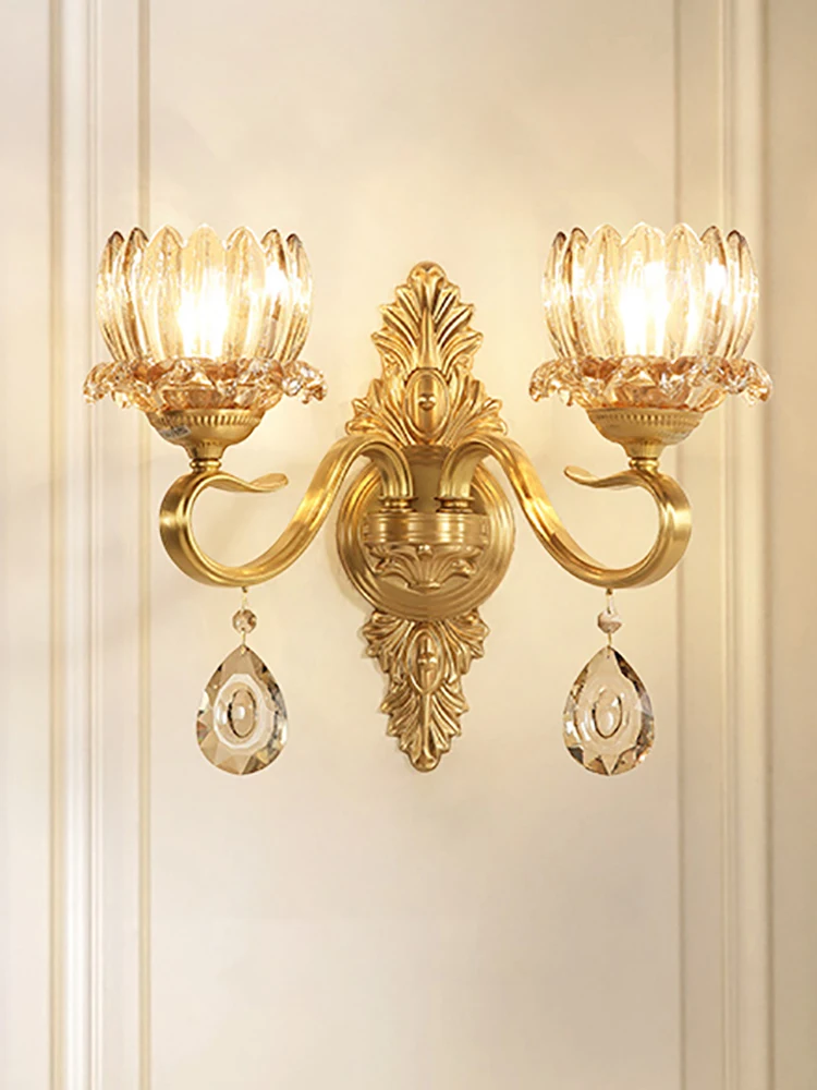 

Wall Light Led Full copper Luxury Crystal Nordic Mirror Light Luminaire Bathroom Living room decoration Wandlamp 220V WF1114