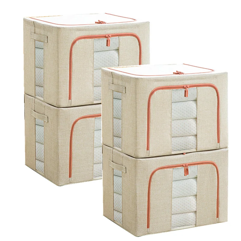 

Cotton and Hemp Clothes Quilt Receiving Box Cloth Art Arrangement Reserve Storage Box Folding Wardrobe Moving Artifact