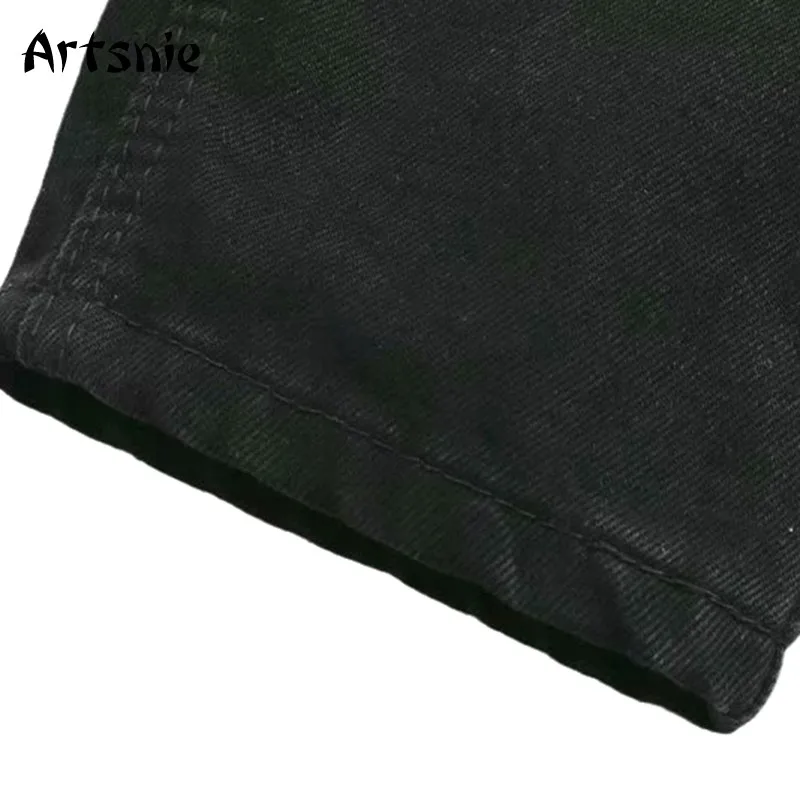 

Artsnie blue vintage casual jeans women winter 2020 high waist double pockets denim long pants loose boyfriend jeans mujer