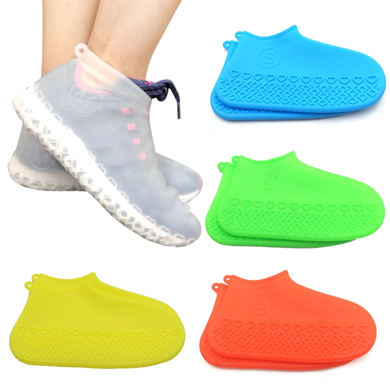 2 шт Многоразовые водонепроницаемые бахилы противоскользящие латексные резиновые сапоги носить покрытие для ног S/M/L для мужчин и женщин
