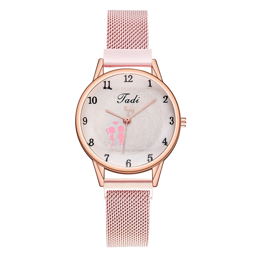 

Women Quartz Watch Figure Pattern Alloy Magnetic Buckle Arabic Numerals Lady Wrist Watch J55