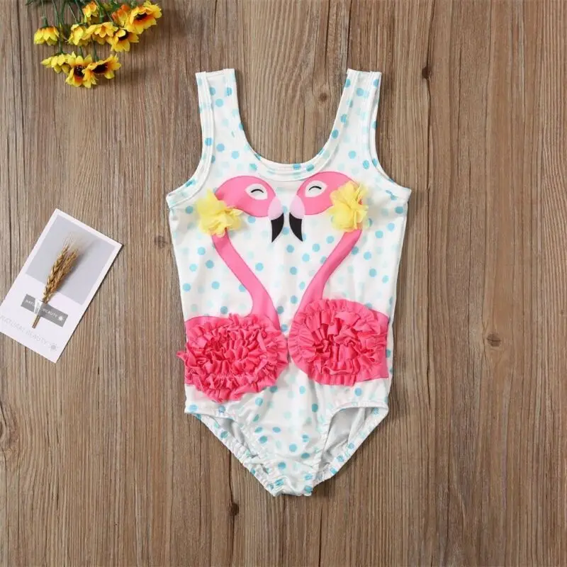 Купальник для девочек 2020 купальник с фламинго маленьких бикини пляжная одежда