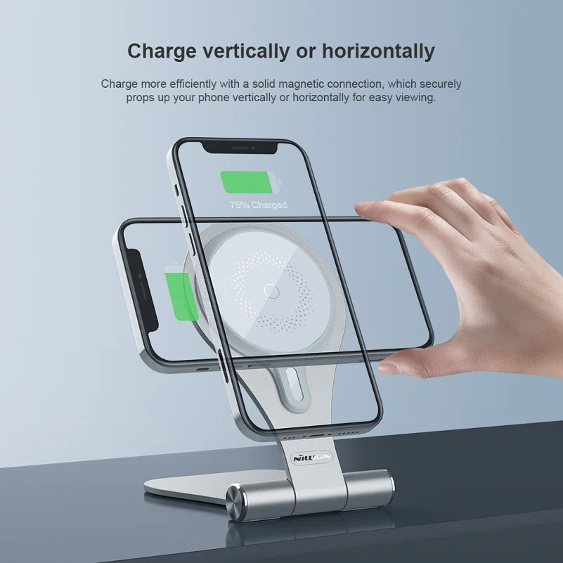 nillkin magnetic wireless charger for iphone 12 pro max 2 in 1 desktop phone holder for iphone 13 fast charging for iphone 12pro free global shipping
