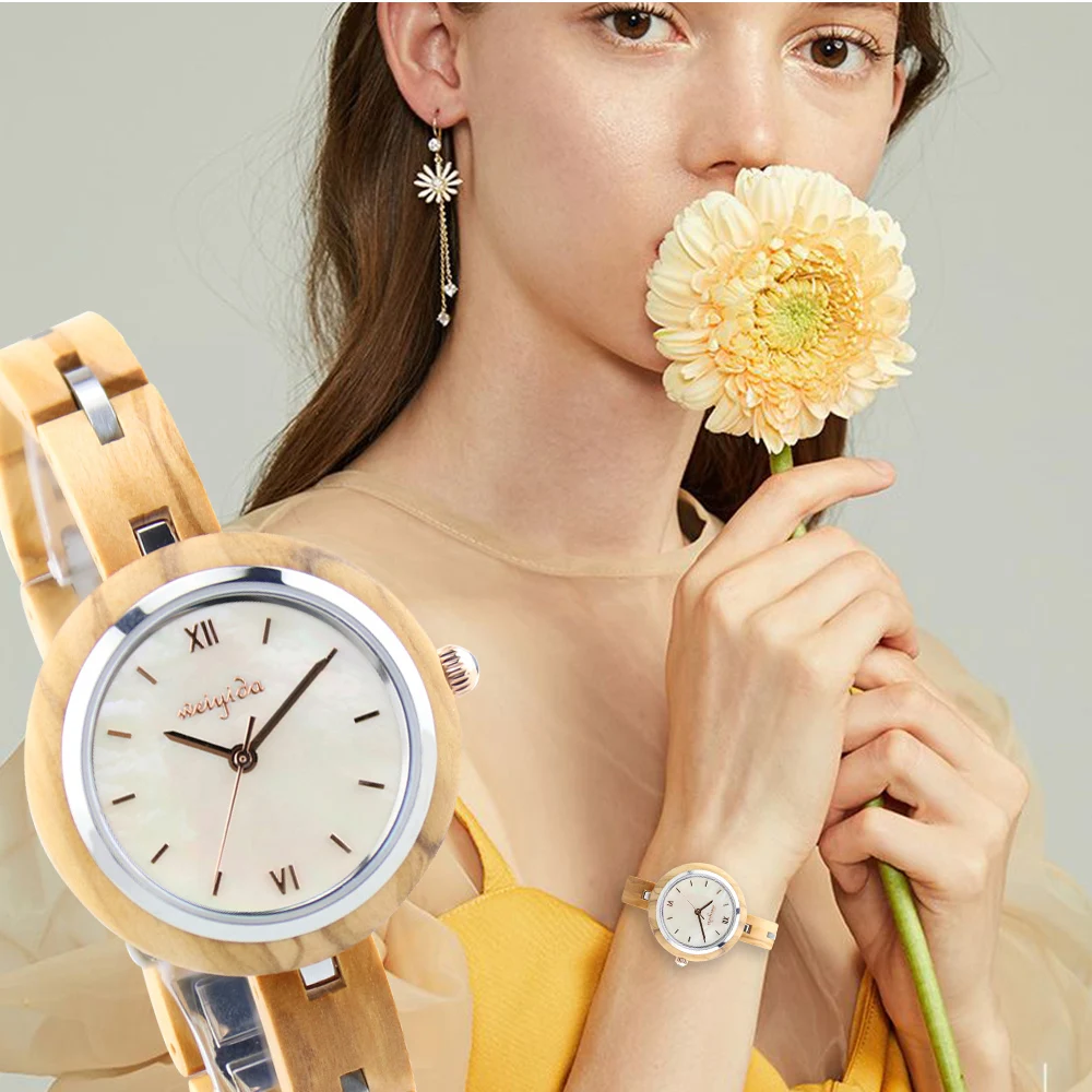 

relogio Women Watch Steel + Wood Strap Ultra-thin Ladies Quartz Watch Watch Wood Ladies Watch часы женские