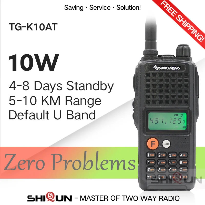 10W QuanSheng TG-K10AT Walkie Talkie 10km TG K10AT radio comunicador 10 km UHF400-470MHz Optional VHF Band Two-way Radio 4000mAh