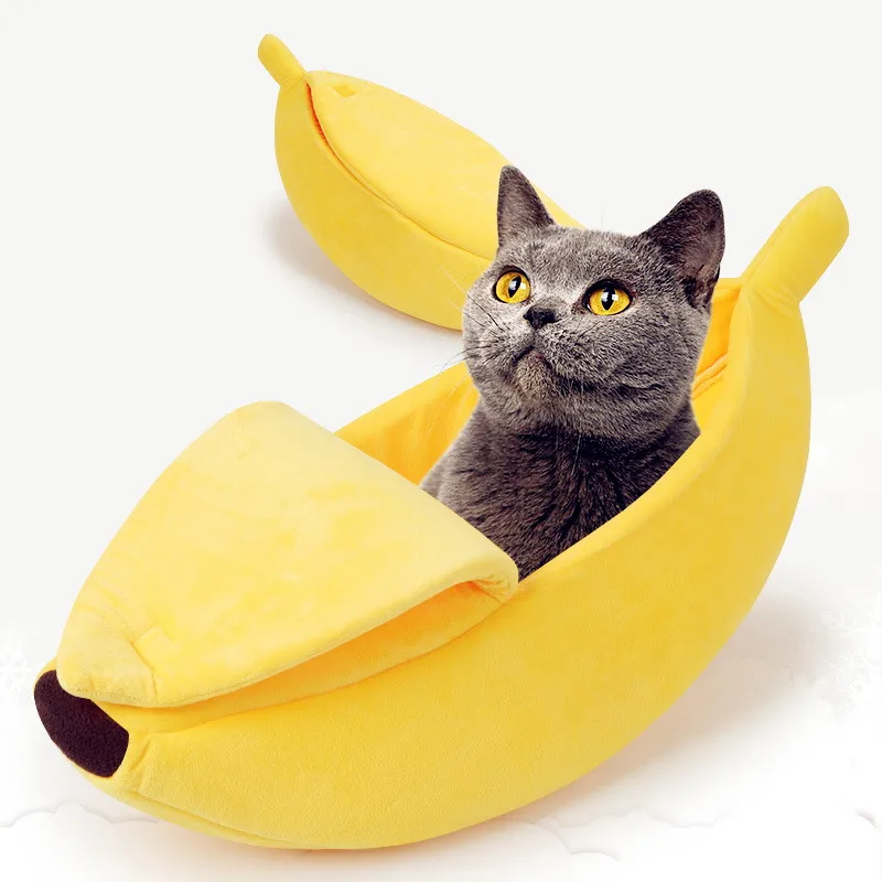 

Banana Cat Bed House Cute Banana Puppy Cushion Kennel Warm soft Pet bet cat Supplies Mat Beds for Cats Kittens