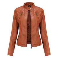 women oversized pu leather jacket 2021 autumn winter faux leather basic coat turn down collar motorcycle motor biker jacket tops
