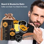 Набор для ухода за бородой для мужчин, 1 комплект, усы, бороды, масло для роста волос, инструмент для укладки, бальзам для бороды, расческа, увлажняющий воск