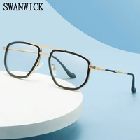 swanwick blue light blocking glasses men tr90 square spectacle frames metal male optical eyewear clear lens black blue computer