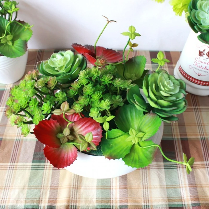 

Прекрасные растения-суккуленты, мясистые садовые зеленые мини-офисные Искусственные цветы в горшке, подарок