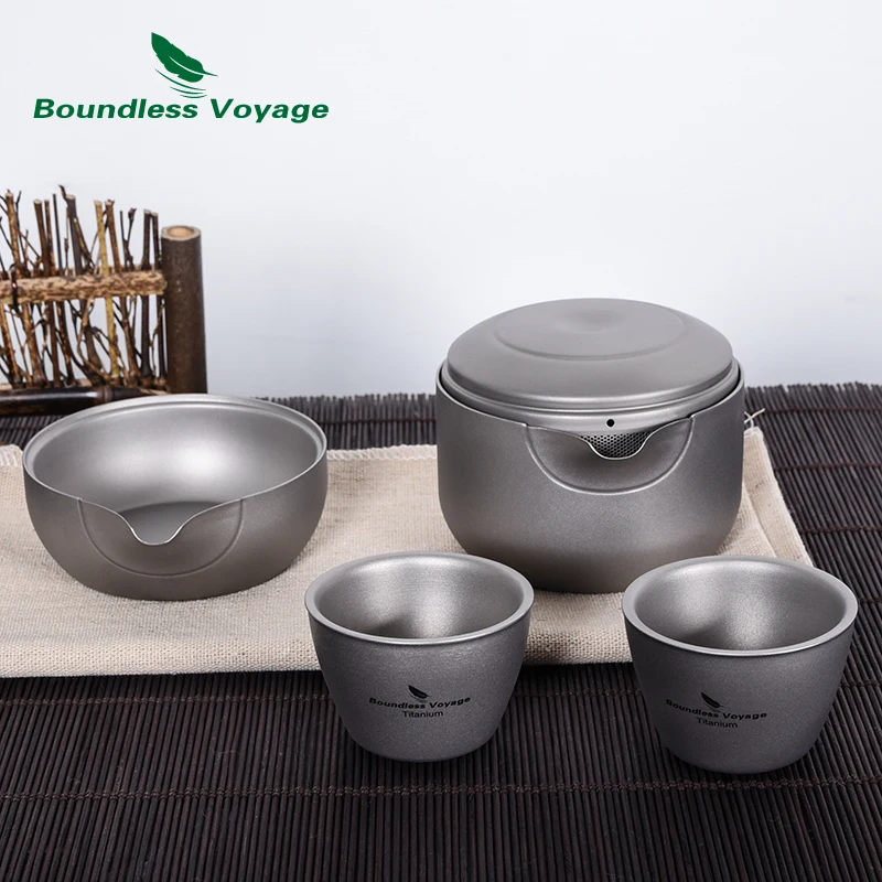 Безграничный титановый чайный сервиз Voyage легкий уличный для кемпинга