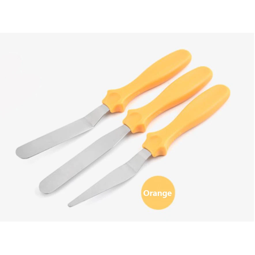 Orange 10 дюймов нержавеющая сталь крем шпатель для торта DIY украшения торта инструменты кухонные инструменты масло торт крем шпатель - Цвет: Orange