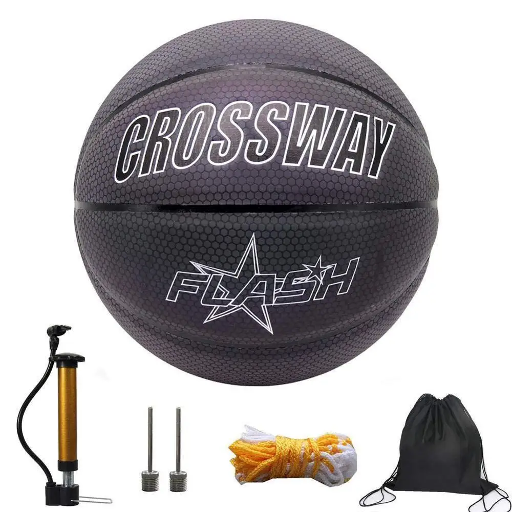 

Basketball Wear-Resistant Luminous Sports Reflective Standard Basketball PU Wearable Basketball Cool Inflatable Storage Set