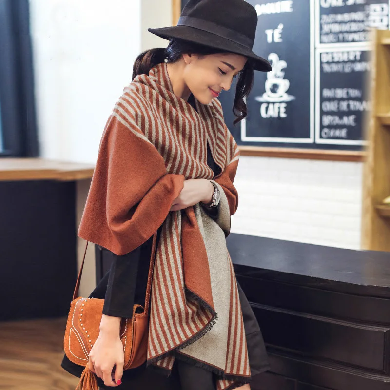 Новый элегантный темпераментный двухсторонний кашемировый шарф в Вертикальную