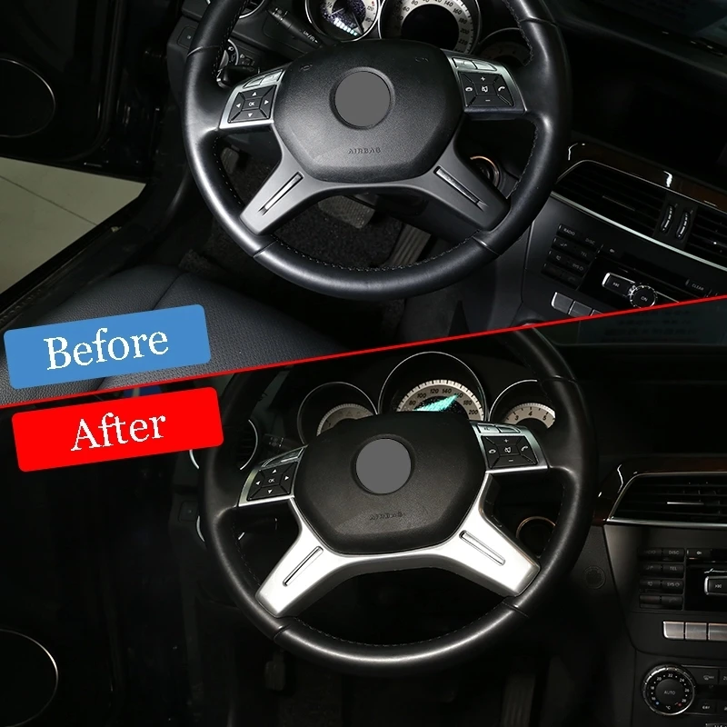 Car Silver Steering Wheel Frame Trim Cover Sticker For Mercedes Benz C E ML GL Class W212 X166 W166 W204 C180 C200 Auto Styling |