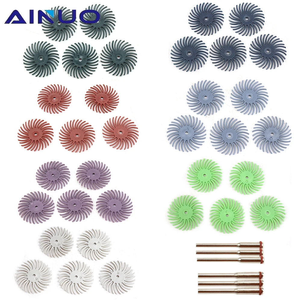 

1 inch Radial Bristle Disc Kit Abrasive Brush 1/8" Detail Polishing Wheel for Steel Rotary Tool Accessories 3mm/2.35mm Shank