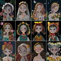5d diy diamond painting kits cartoon girl full round with ab drill diamond embroidery mosaic cross stitch home decoration gift