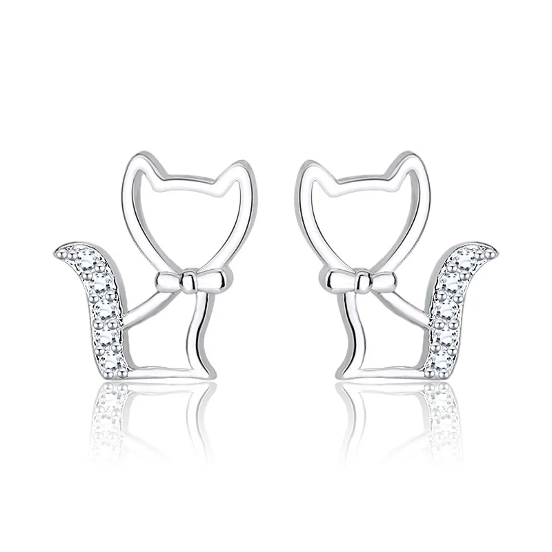 

Cute kitten ear studs Fashion Mini Golden Color Stainless Steel Cat Stud Earrings Female Minimalist Jewelry Accessories Gifts