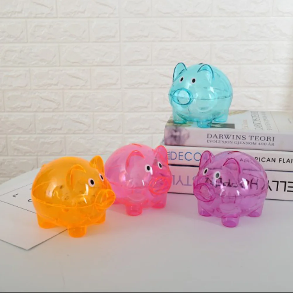Hucha transparente de colores para beb&eacute;, Kawaii alcanc&iacute;a de dibujos animados, caja de juguetes para regalo para ni&ntilde;os y adultos-4