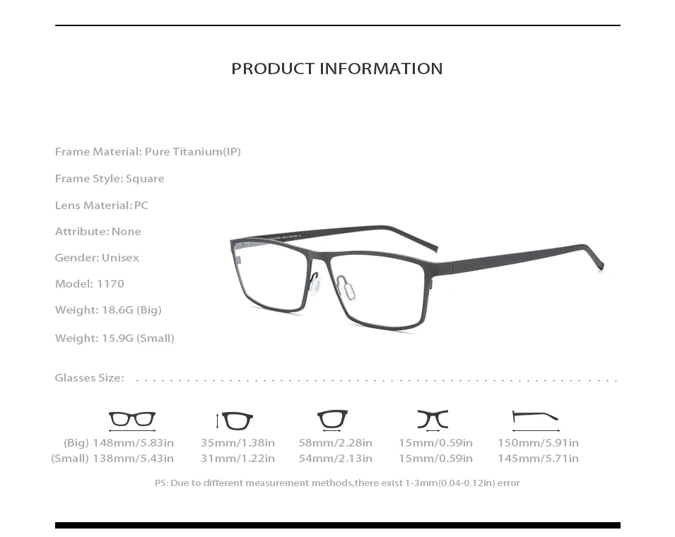 Оправа для очков Мужская из чистого титана квадратные оправы при близорукости