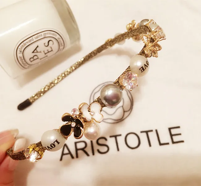 Модный кружевной ободок Стразы в Корейском стиле для женщин и девушек модный