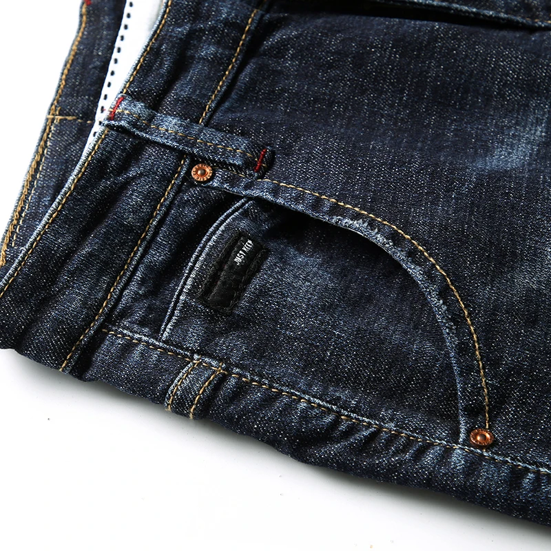 Мужские джинсы в полоску KSTUN темно-синие облегающие прямые Стрейчевые