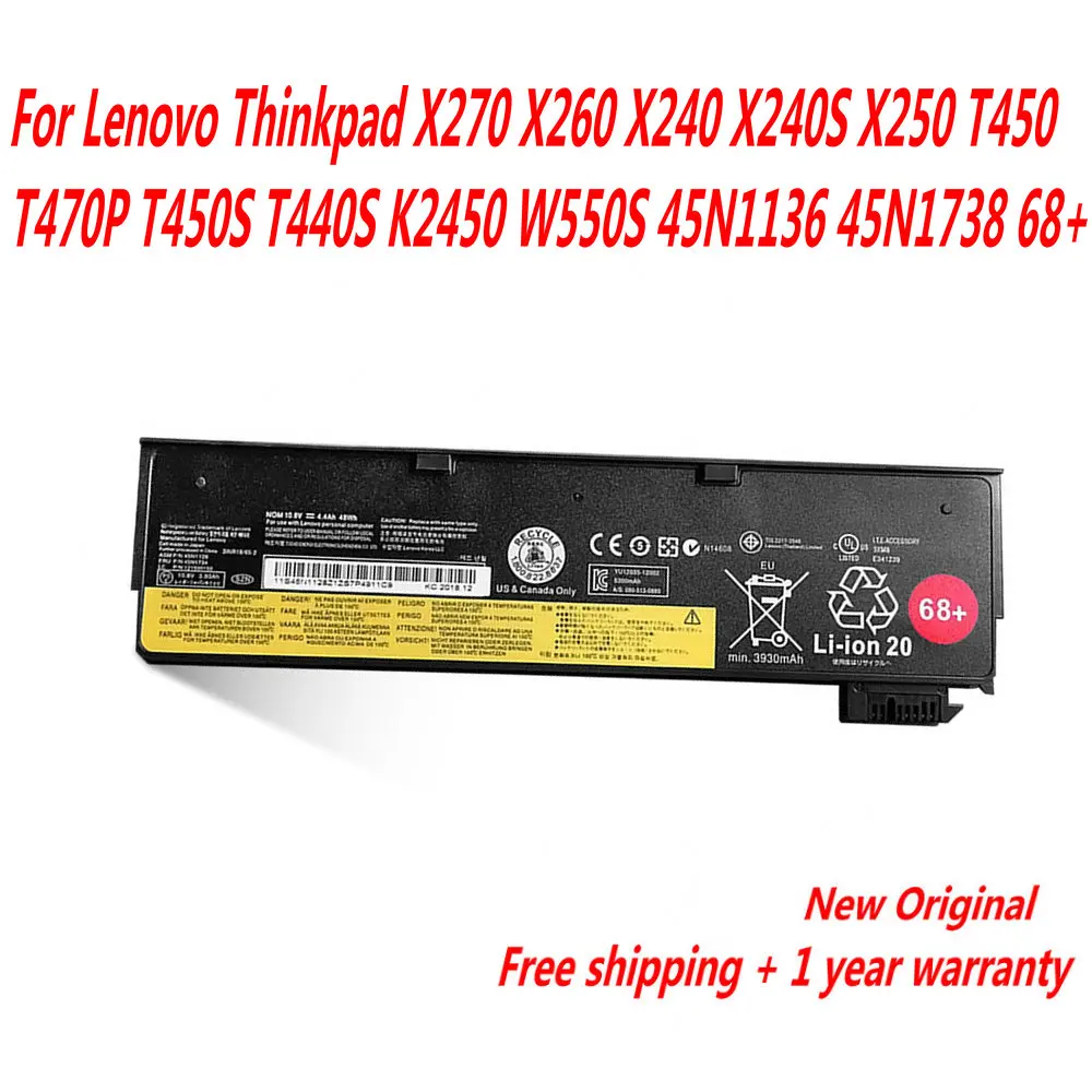 Оригинальный аккумулятор для ноутбука Lenovo Thinkpad X270 X260 X240 X240S X250 T450 T470P T450S T440S K2450 W550S