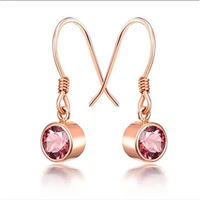 fashion s925 earrings hanging round red zircon minimalist rose golden jewelry female wedding dainty drop earrings new year gift