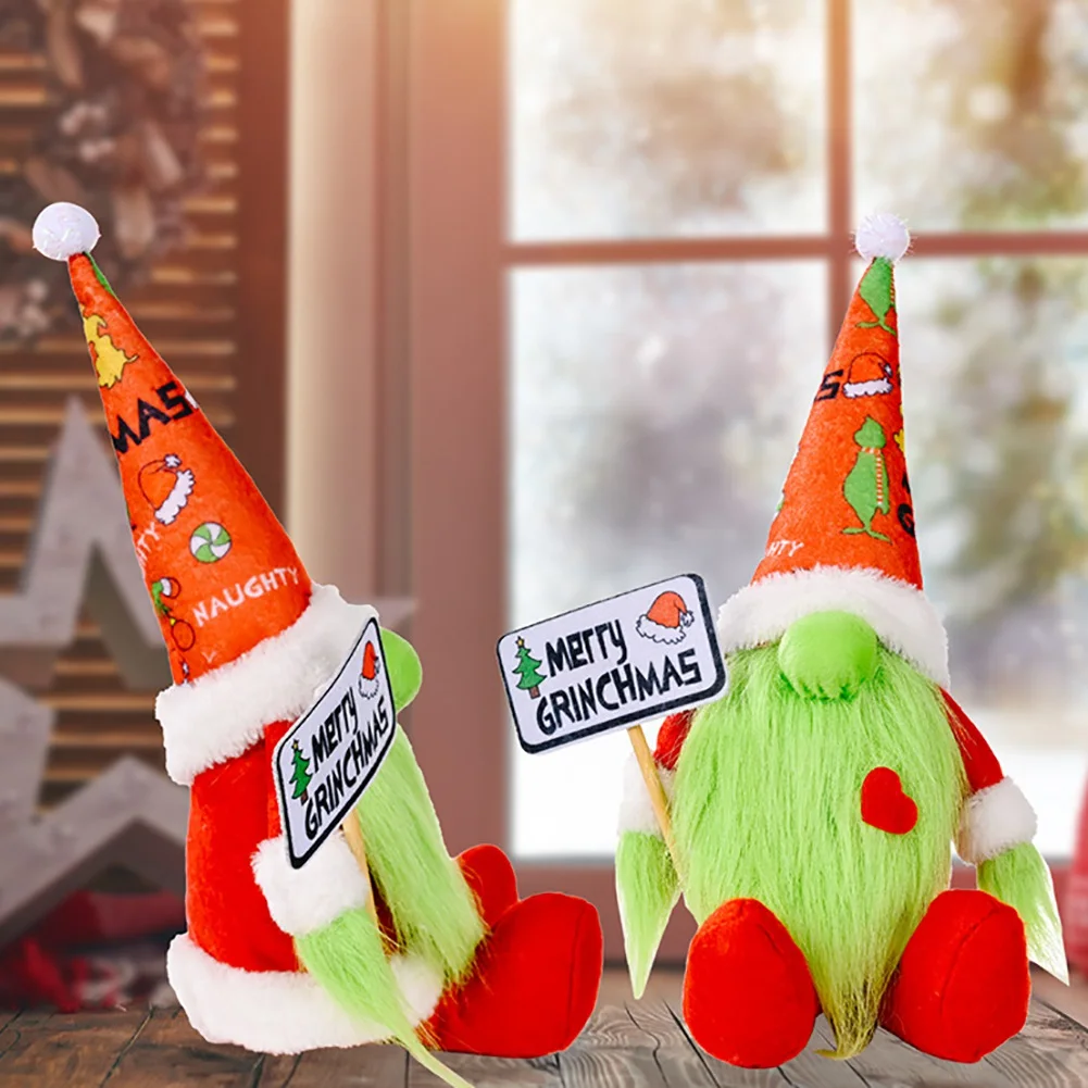 

Green Christmas Faceless Doll Sitting Posture Decorations New Year Forest Santa Claus For Party Supplies Xmas Ornaments