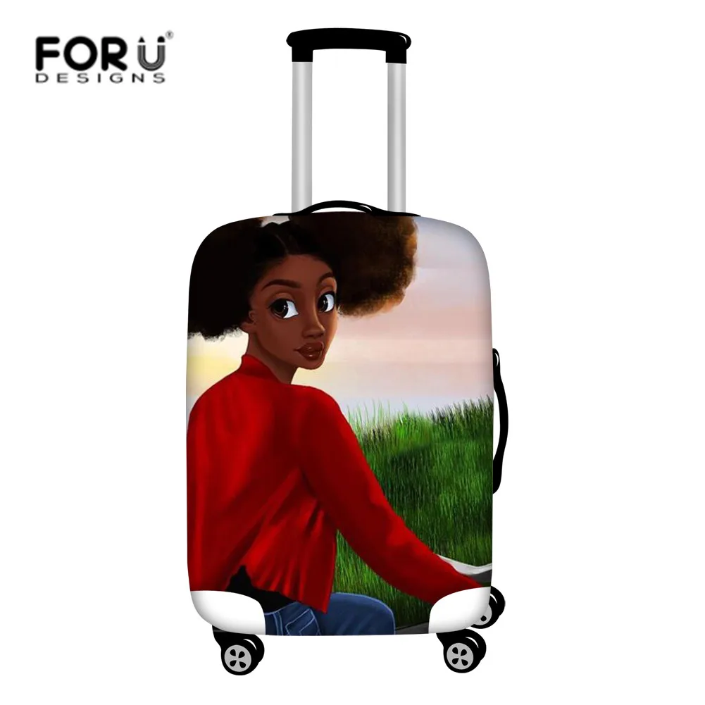 FORUDESIGNS/эластичные плотные Защитные чехлы для багажа, афро Флер де Лис, афро-американская женщина, принт, Дорожный чемодан, чехол из спандекса - Цвет: HMC1727