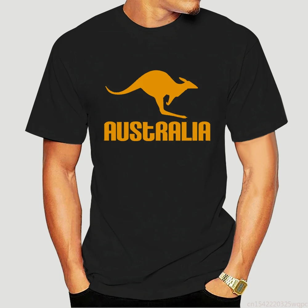 

Camiseta de manga corta para hombre, Camisa de algodón con cuello redondo, sencilla, canguro australiano, nativa, para adulto