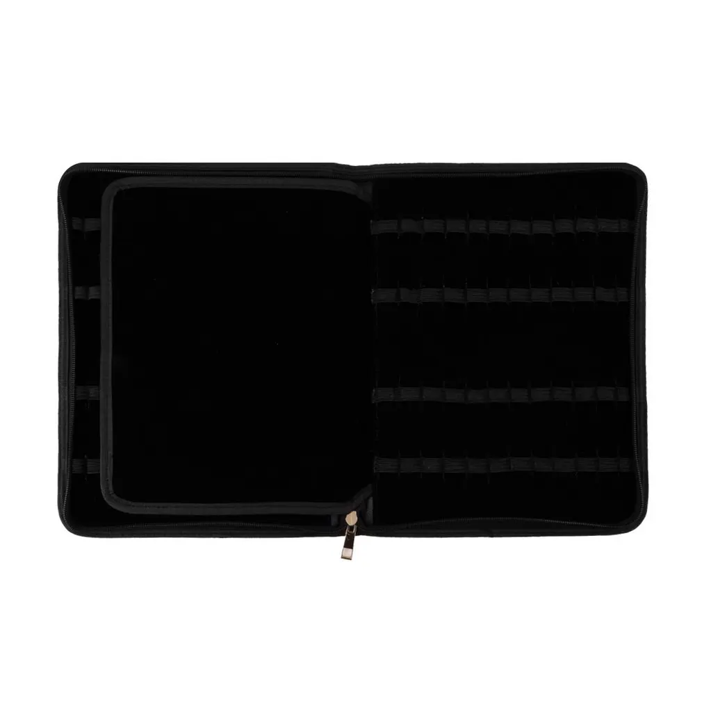 

Black Pen PU Leather Zipper Case For 48 Pens Storage Organization Bag