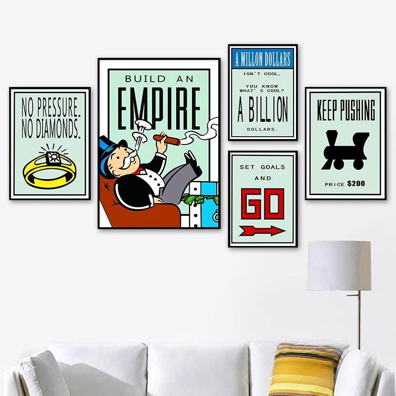 

Wall Art Alec Monopoly Canvas Prints Pictures Inspirational Quote Paintings For Office Study Living Room Home Decoration Posters