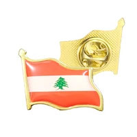 lebanon flag brooches for womenmen enamel pins electroplated gold military badge lapelhatscollarschool bag decoration