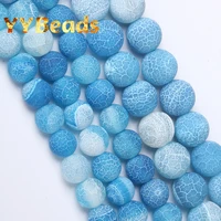 natural matte blue frost cracked agates beads sky blue dragon veins agates loose beads for jewelry making diy bracelet 4 12mm