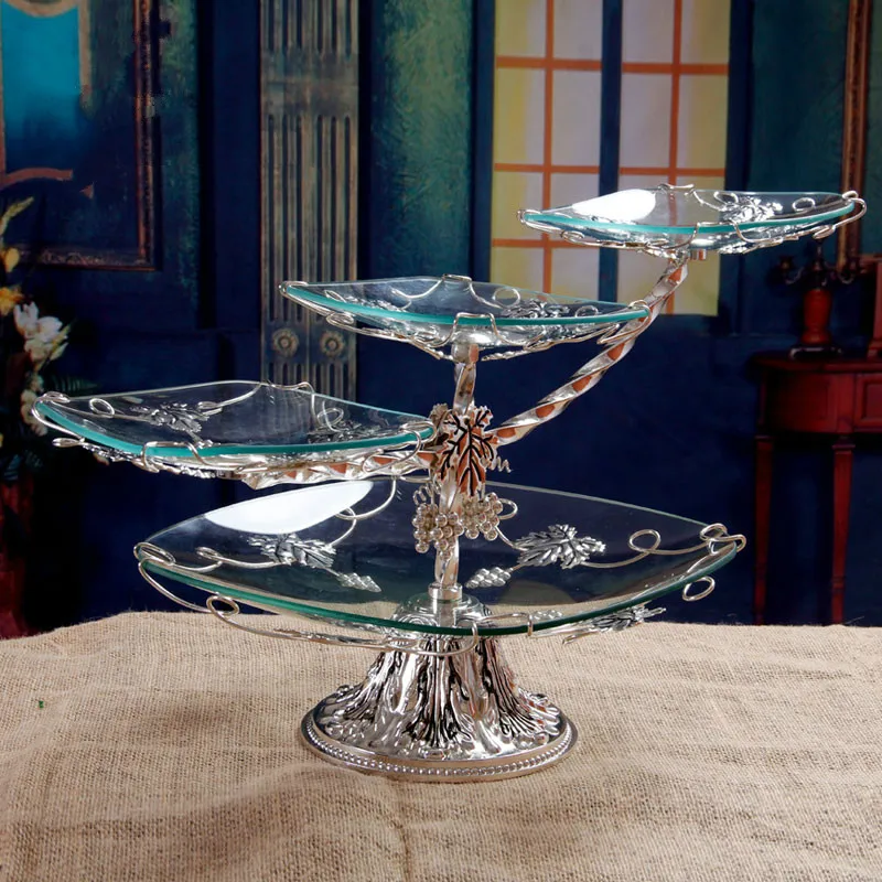 3 уровневая Роскошная стеклянная тарелка для фруктов трехуровневая подставка