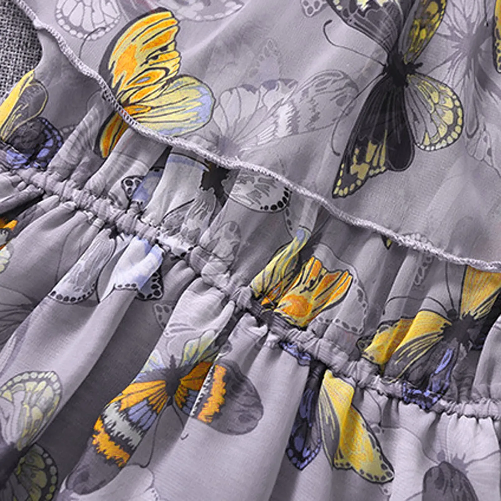 

2021 Summer New Kids Teen Children Girls Butterfly Ruffle Off Shoulder Tulle Princess Dresses Fashion Girls Dress