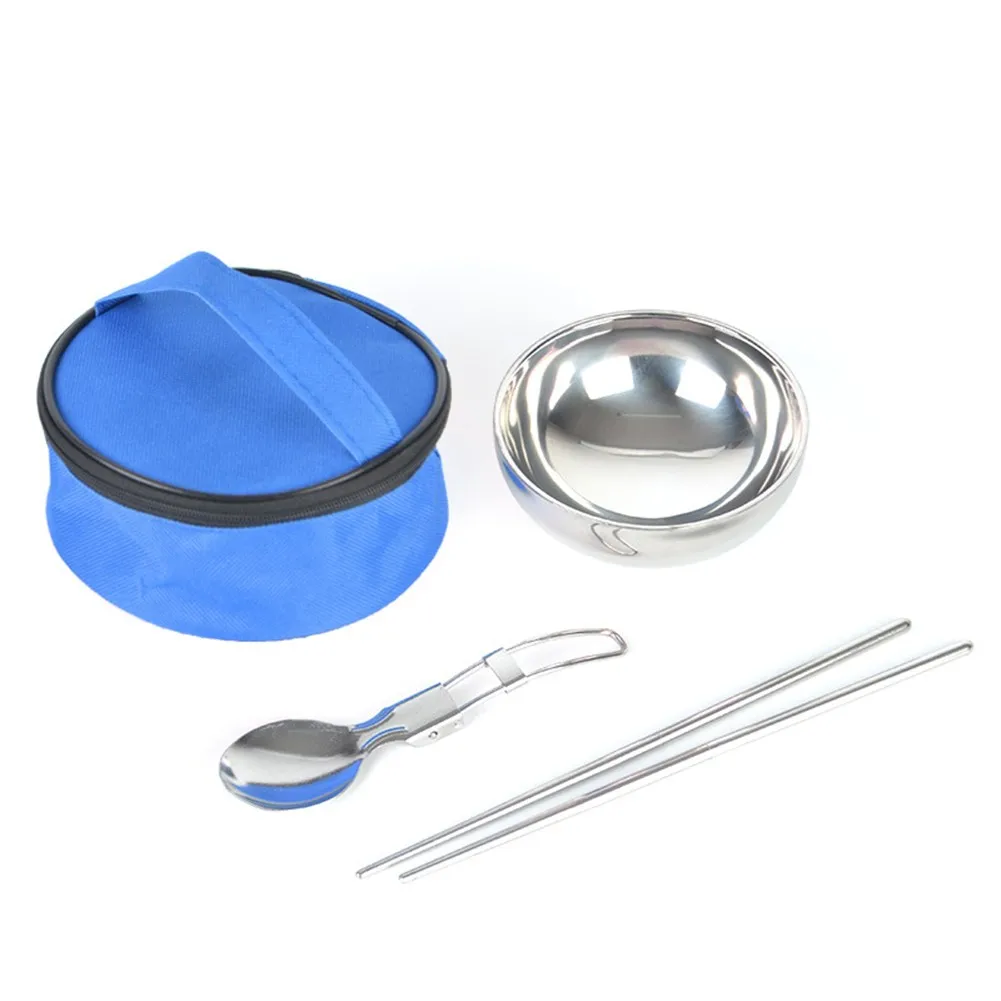 

Stainless Steel Camping Tableware Set Bowl Spoon Chopsticks Outdoor Kitchen Equipment Travel Cooking Set Cookware Hiking