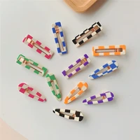 new acetate hair clips cute checkered plaid grid colorful geometric barrette plastic korean hair clip ins girl women accessories