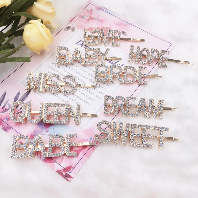Заколка для волос QUEEN BABY MISS DREAM с надписью заколки из сплава со стразами девочек