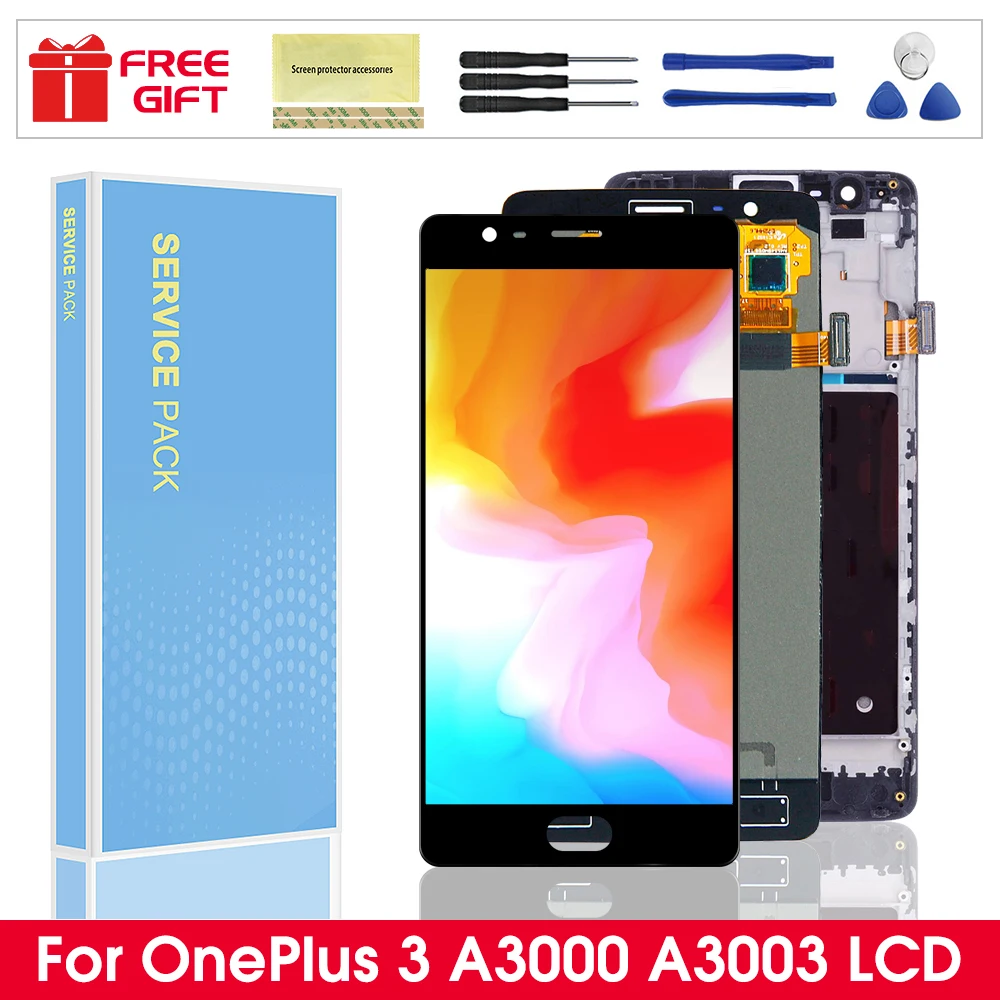 ЖК-дисплей с сенсорным экраном и дигитайзером для OnePlus 3 3T A3000 100% тест запасные