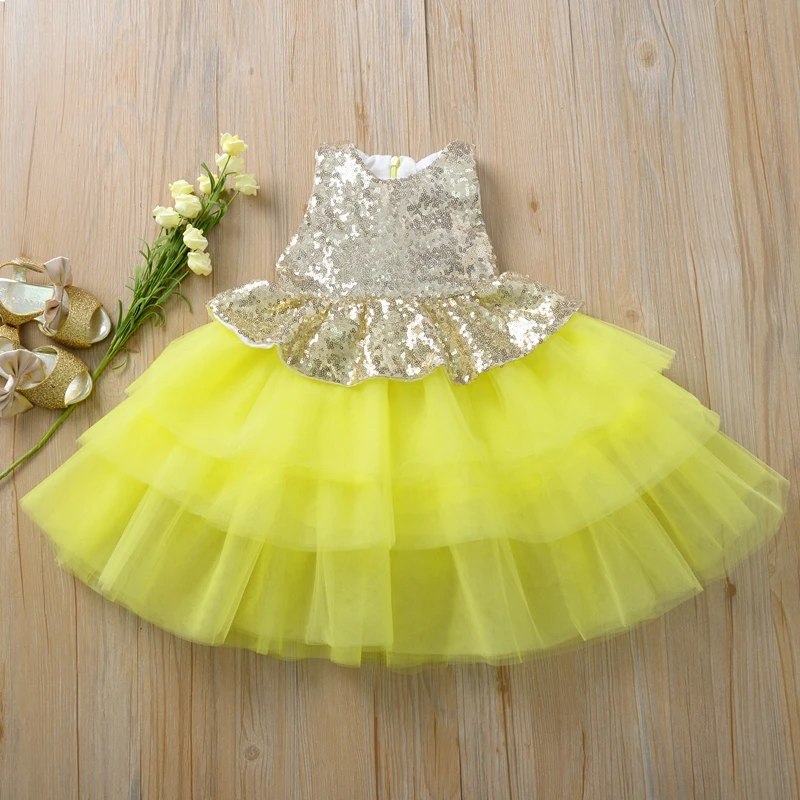 2020 Baby Summer Clothing Toddler Girls Sequin Dress Princess Party Pageant Dresses Formal Chiffon Gown Kids Clothes 1-4T | Детская