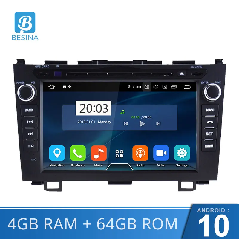 Автомобильный DVD плеер Besina Android 10 2 Din с GPS навигацией стерео Wi Fi 4 Гб + 64