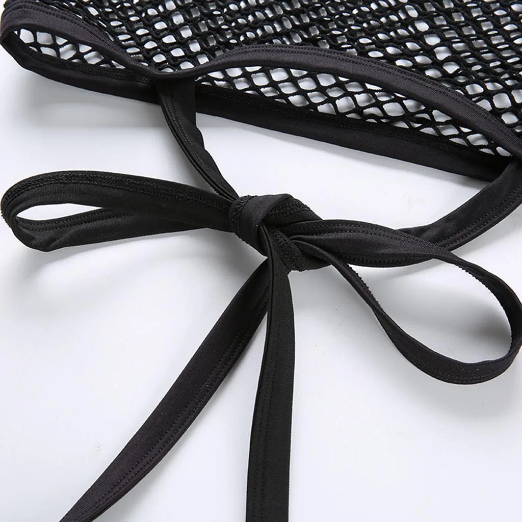 Женская футболка с длинными рукавами короткая Сетчатая вырезами и перекрестной