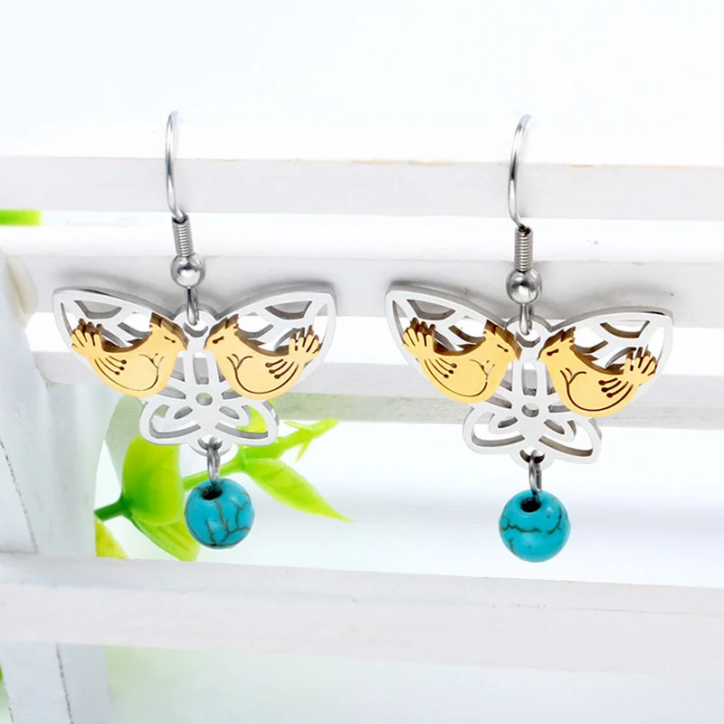 Женские Разноцветные серьги-бабочки DICARLUN из нержавеющей стали золотистого цвета