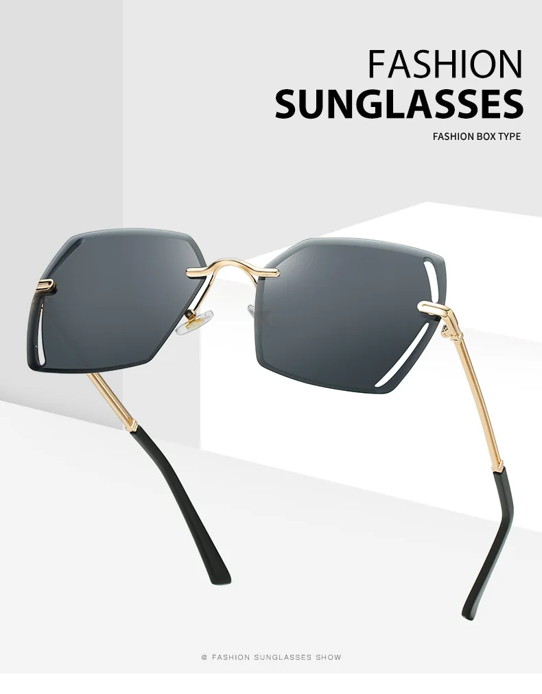 

Новые женские модные солнцезащитные очки, модель 5158 года, европейский и американский стиль, без оправы, искусственные очки с пересекающимися границами
